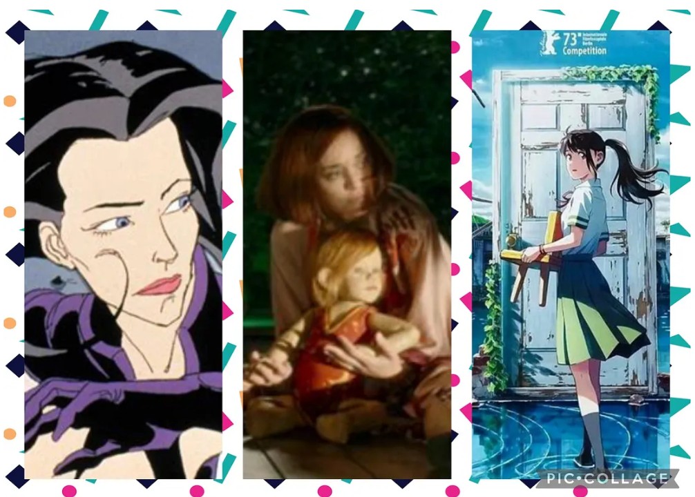 Collage grafico per l'articolo sull'identità di genere nella musica di Musicaest: tre fotogrammi che ritraggono Æon Flux, una scena del film Annette e la protagonista dell'anime Suzume.